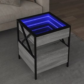 Τραπεζάκι Άπειρο Φως LED Γκρι Sonoma 40x40x51 εκ. - Γκρι