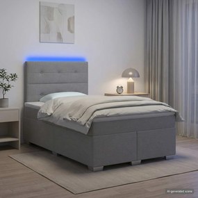 vidaXL Κρεβάτι box spring με στρώμα Ανοιχτό γκρι 120 x 190 cm Ύφασμα