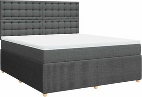 vidaXL Κρεβάτι Boxspring με Στρώμα Σκούρο Γκρι 180x200 εκ Υφασμάτιν