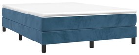 Κρεβάτι Boxspring με Στρώμα Σκούρο Μπλε 140x190 εκ. Βελούδινο - Μπλε