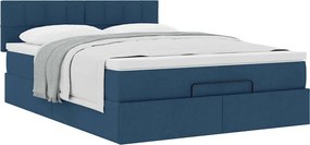 vidaXL Οθωμανικό κρεβάτι με στρώμα μπλε 140x200cm ύφασμα