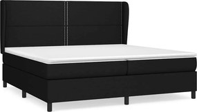 vidaXL Κρεβάτι Boxspring με Στρώμα Μαύρο 200x200 εκ. Υφασμάτινο