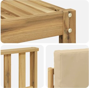 vidaXL Σειρά Καναπέ Εξωτερικού με μαξιλάρι 5 pcs Λευκό και Μπεζ