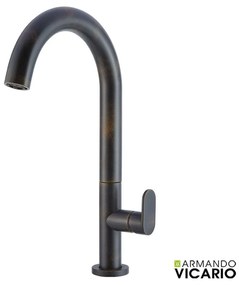 Armando Vicario SLIM Μπαταρία Νιπτήρος υψηλή με βαλβίδα clic-clac Rusty Black