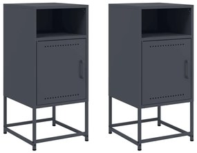 vidaXL Κομοδίνα 2 τεμ. Ανθρακί 36x39x78 εκ. από Χάλυβα