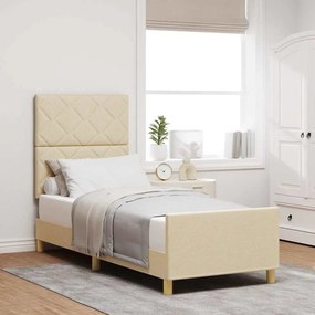 vidaXL Σκελετός Κρεβατιού με κεφαλάρι Κρεμ 80 x 200 cm ύφασμα