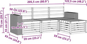 vidaXL Σειρά Καναπέ Εξωτερικού 4 pcs Φυσικό
