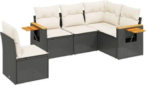 vidaXL Patio Sofa Set 5-θέσια Black and Cream
