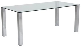 Τραπέζι Oakland 151, Ασημί, 75x90x180cm, Επεξεργασμένο γυαλί, Μέταλλο