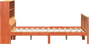 vidaXL Κρεβάτι Βιβλιοθήκη Χωρίς Στρώμα Καφέ 160x200 εκ Μασίφ Πεύκο