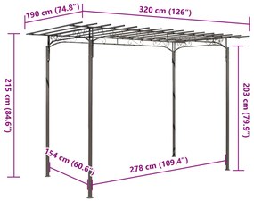 vidaXL Ατσάλινη Πέργκολα Κληματαριάς