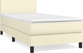 vidaXL Κρεβάτι Boxspring με Στρώμα Κρεμ 90x190 εκ. από Συνθετικό Δέρμα