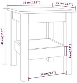 Τραπεζάκι Σαλονιού Καφέ Μελί 35x35x40 εκ. Μασίφ Ξύλο Πεύκου - Καφέ