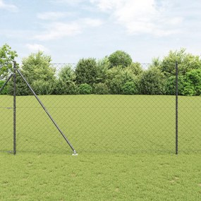 vidaXL Σετ Στύλων Φράχτη Γκρι 1.6 x 10 m Επικαλυμμένος Χάλυβας