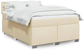 vidaXL Κρεβάτι Boxspring με Στρώμα Κρεμ 140x200 εκ. Υφασμάτινο