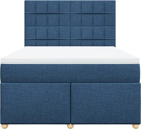 vidaXL Κρεβάτι Boxspring με Στρώμα Μπλε 160x200 εκ. Υφασμάτινο