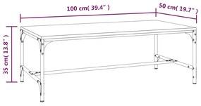 Τραπεζάκι Σαλονιού Καφέ Δρυς 100x50x35 εκ. Επεξεργασμ. Ξύλο - Καφέ