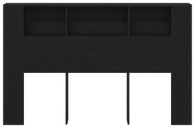vidaXL Κεφαλάκι Κρεβατιού Μαύρο Δρυς - 160x19x104.5 εκ. Κατασκευασμένο από Επεξεργασμένο Ξύλο