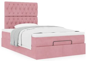 vidaXL Οθωμανικό κρεβάτι με στρώματα Ροζ 120x200cm Velvet