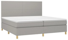 vidaXL Κρεβάτι Boxspring με Στρώμα Ανοιχτό Γκρι 200x200 εκ. Υφασμάτινο