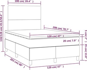 vidaXL Κρεβάτι Boxspring με Στρώμα Μαύρο 120 x 200 εκ. Συνθετικό Δέρμα