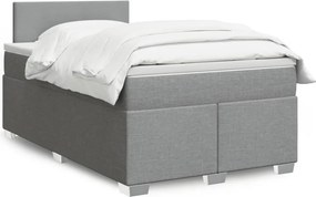 vidaXL Κρεβάτι Boxspring με Στρώμα Ανοιχτό Γκρι 120x200 εκ. Υφασμάτινο