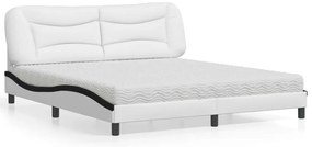 vidaXL Κρεβάτι με Στρώμα Μαύρο/Λευκό 180x200 εκ. από Συνθετικό Δέρμα