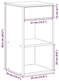 Κομοδίνο με συρτάρι Λευκό 35x34x66,5 cm - Λευκό