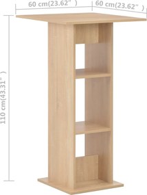 vidaXL Τραπέζι Μπαρ Χρώμα Δρυός 60 x 60 x 110 εκ.