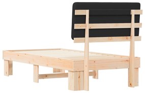 vidaXL Σκελετός Κρεβατιού με Επενδεδυμένο Κεφαλάρι Μαύρο 90 x 200 cm