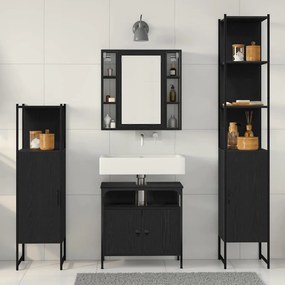 vidaXL Σετ Ντουλαπιών Μπάνιου 4 pcs Μαύρη δρυς 33 x 33 x 185.5 εκ