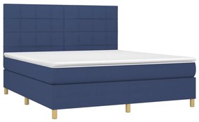 vidaXL Κρεβάτι Boxspring με Στρώμα &amp; LED Μπλε 160x200 εκ. Υφασμάτινο