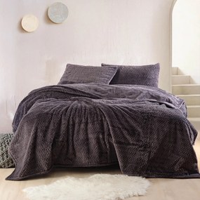 Κουβέρτα Fleece Υπέρδιπλη Με Γουνάκι (220x240) + Διακοσμητικές Μαξιλαροθήκες (Σετ) Rythmos Bliss Γκρι