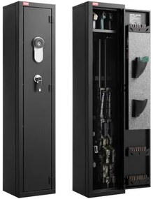 VEVOR Gun Safe, Heavy Duty Cold-Rolled Steel Fireproof Rifle Cabinet with Fingerprint, Digital Keypad &amp; Key, Large Long Gun Cabinet with Magazine and LED, Adjustable Racks for Rifles, Pistols, Shotgun