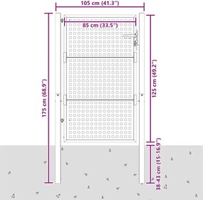 vidaXL Πόρτα Κήπου Ανθρακί 100x125 εκ. Ατσάλι