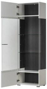 Βιτρίνα Enzo 1K VS Λευκό - Black Grey Wood - Λευκή Λάκα 58*35*190 εκ. 58x35x190 εκ.