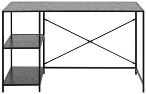 Τραπέζι γραφείου Oakland H154, 75x130x60cm, Γκρι δρυς, Μαύρο