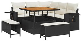 vidaXL Σετ Καναπέ Κήπου 8 pcs Μαύρο και κρεμ 100 x 100 x 71 cm