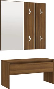 vidaXL Σετ Επίπλων Διαδρόμου Καφέ Δρυς από Επεξεργασμένο Ξύλο