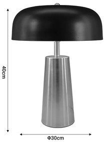 Επιτραπέζιο φωτιστικό Luminary Inart Ε27 ασημί-μαύρο μέταλλο Φ30x40εκ