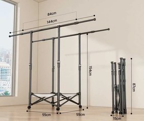 Πτυσσόμενη κρεμάστρα δαπέδου &amp; απλώστρα ρούχων τροχήλατη - SG202602 - 282210 - White
