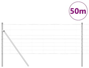 vidaXL Περίφραξη αγρού Ασημί 50 x 0.8 m Γαλβανισμένος χάλυβας