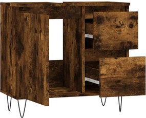 vidaXL Ντουλάπι Μπάνιου Καπνιστή Δρυς 65x33x60 εκ. Επεξεργασμένο Ξύλο