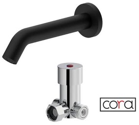 Cora Sensor Μπαταρία Νιπτήρα Τοίχου Ηλεκτρονική Με ανάμιξη Black Μatt