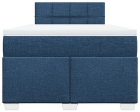 vidaXL Κρεβάτι Boxspring με Στρώμα Μπλε 120x190 εκ. Υφασμάτινο