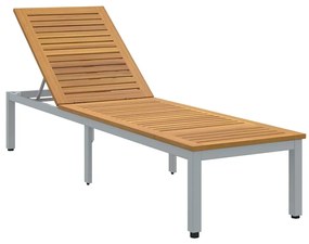 vidaXL Ξαπλώστρα Γκρι, Διαστάσεις 200x55x35 εκ, από Στερεό Ξύλο Ακακίας