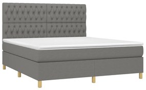 vidaXL Κρεβάτι Boxspring με Στρώμα Σκούρο Γκρι 180x200 εκ Υφασμάτιν