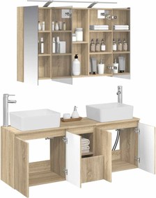 vidaXL Σετ Ντουλαπιών Μπάνιου 4 pcs Sonoma Δρυς Επεξεργασμένο Ξύλο