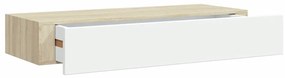vidaXL Ράφι Επιτοίχιο με Συρτάρι Δρυς/Λευκό 60 x 23,5 x 10 εκ. από MDF