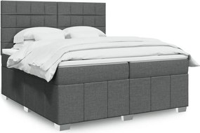 vidaXL Κρεβάτι Boxspring με Στρώμα Σκούρο Γκρι 200x200 εκ. Υφασμάτινο
